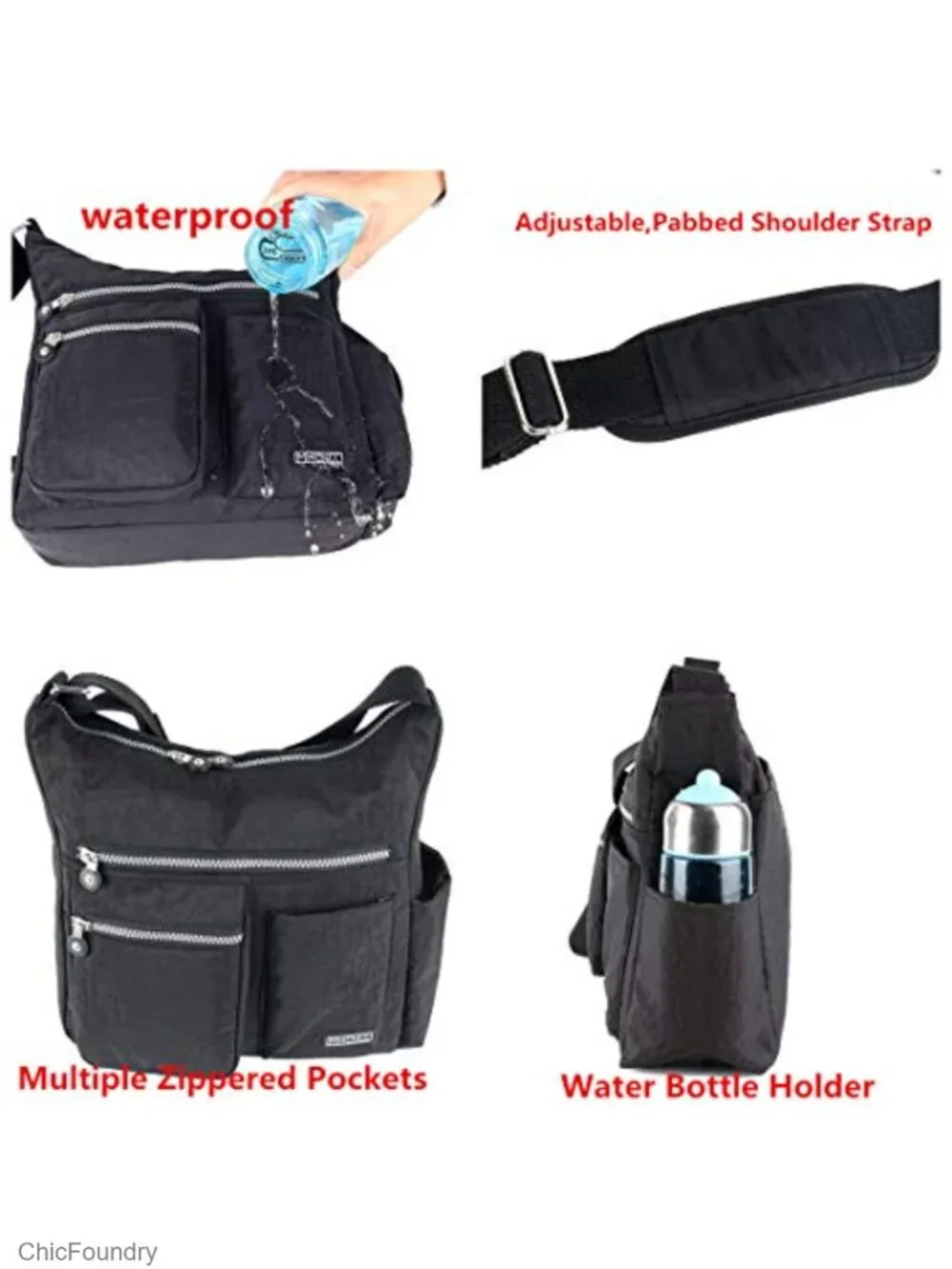 Women's Lightweight Nylon Crossbody Bag RFID Anti-Theft Padded Strap Travel